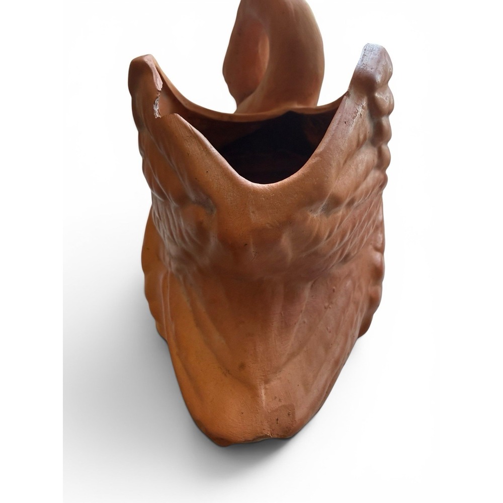 Vintage Terracotta Swan Planter Pot 14"x8"x8" Textured Jardiniere w/Drainage #2 - Picture 6 of 12